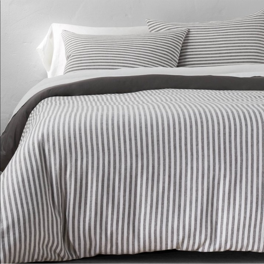 Grey and White Striped Duvet Cover
